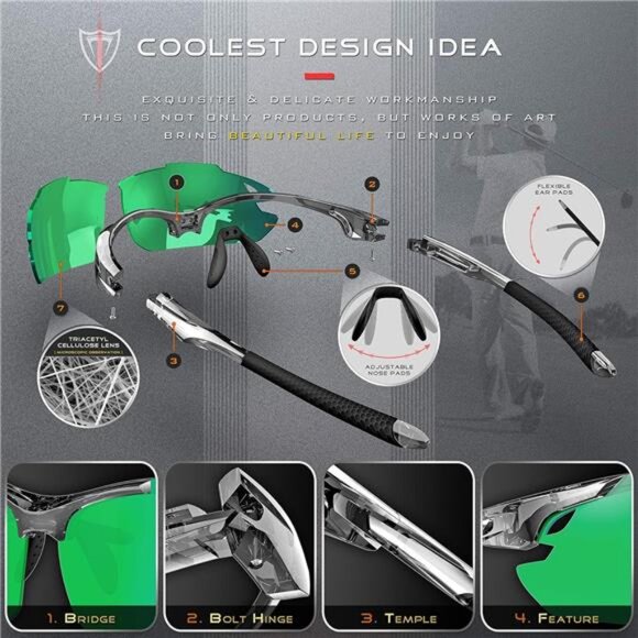 Urltra-Light Polarized Sunglasses Men Women, Upgraded Sports glasses for Cycling - Picture 5 of 7